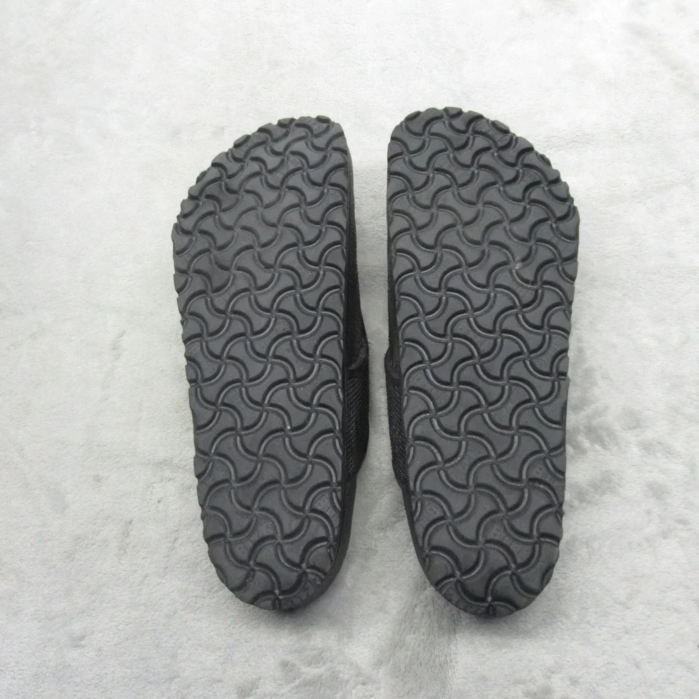 Birkenstock Flip Flops Unisex W10 M8 Thong Sandal Black Beach Summer Comfort EUC
